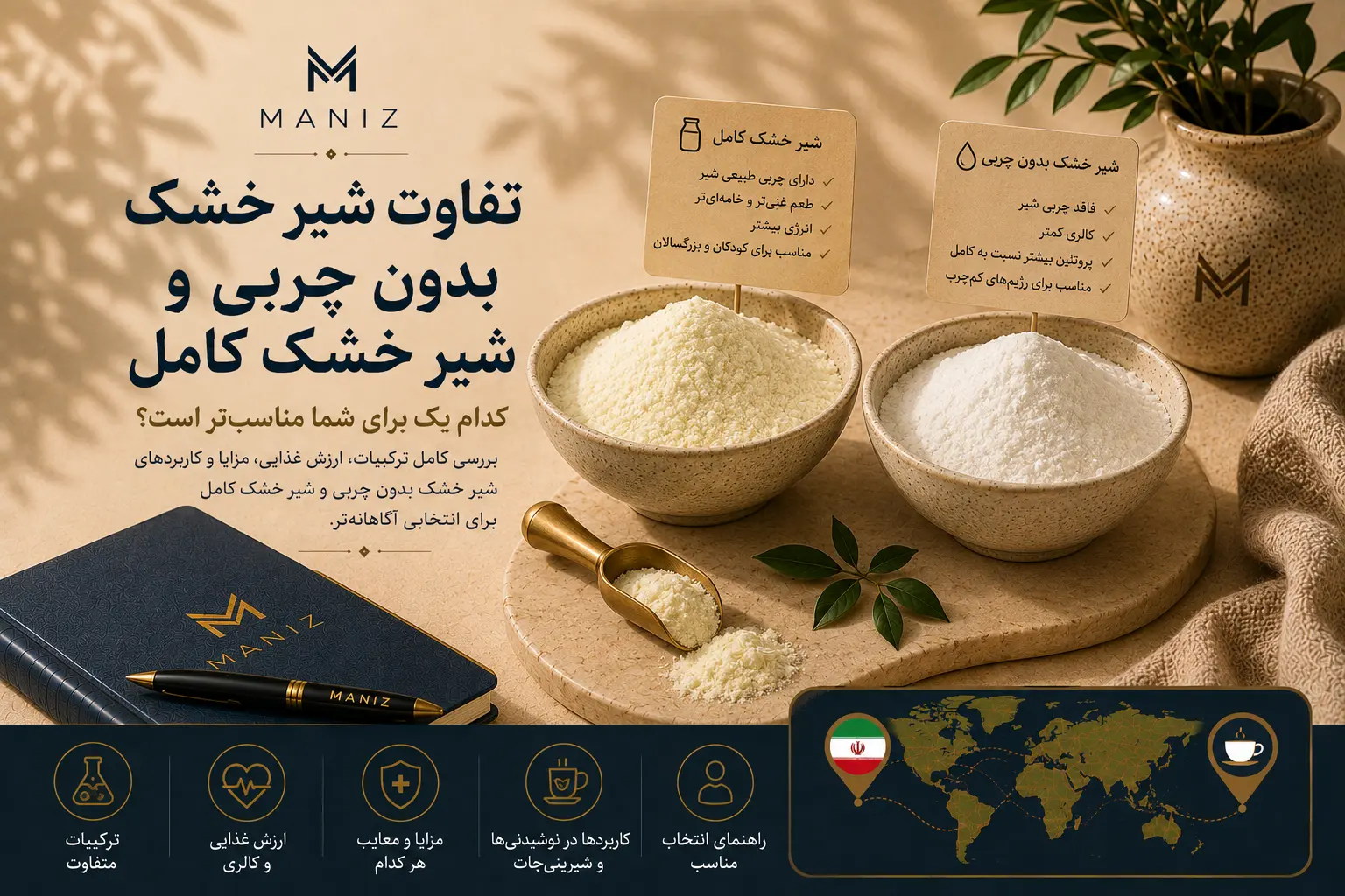 راهنمای کامل شیر خشک صنعتی | انواع، کاربردها و انتخاب بهترین گزینه برای پودرهای فوری